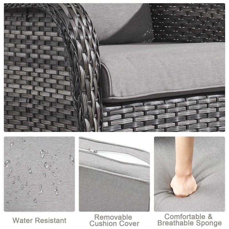 Outdoor Sofa Couch with 41" Fire Pit Table