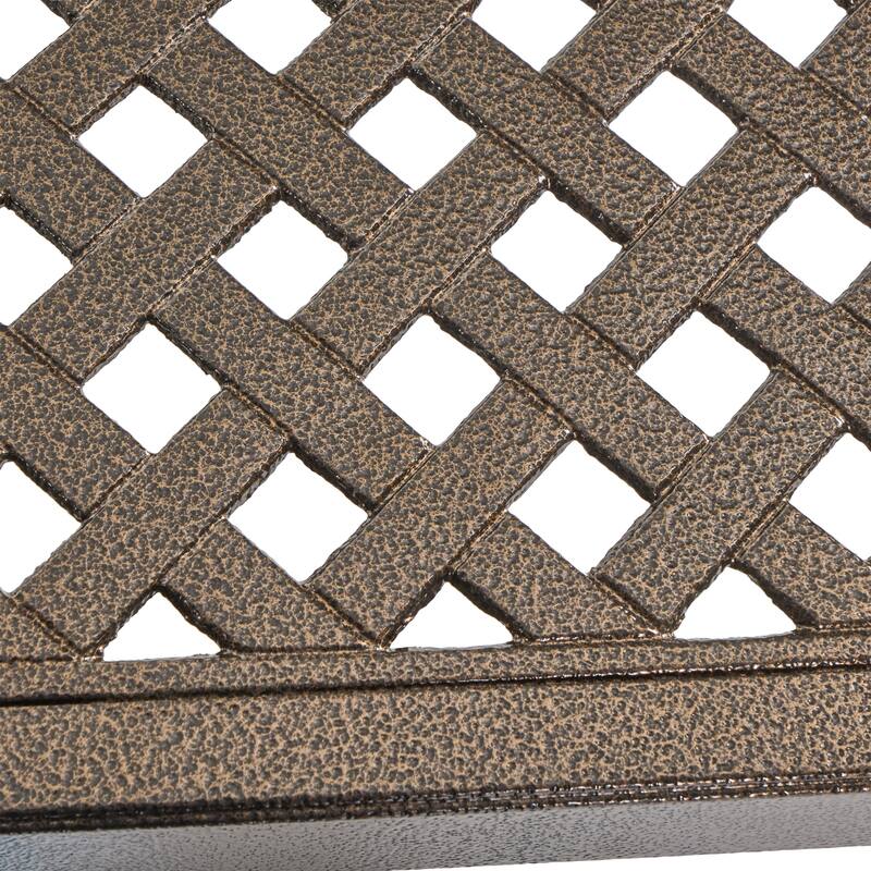 Outdoor Modern Aluminum Dining Table with Woven Accents,for Dining Room, Home Office, Living Room Furniture, Easy Assembly