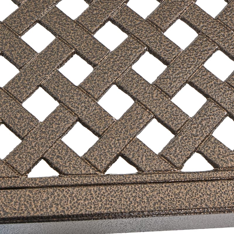 Riley Outdoor Dining Table, Glossy Black Metal Lattice, Square 61 Inch