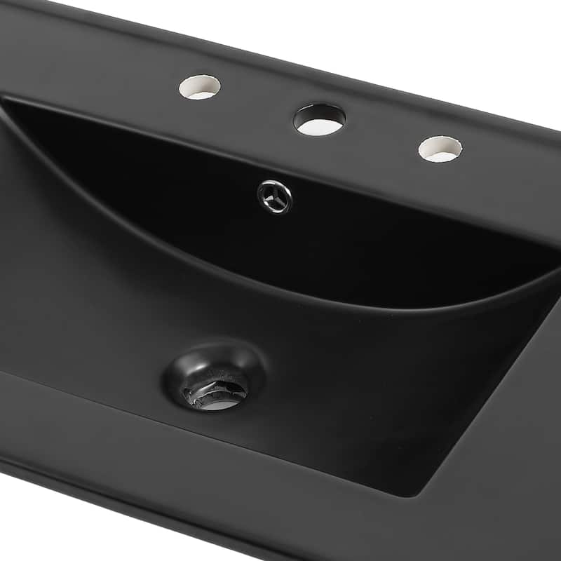 Aubert 3-Hole Classic Contemporary Rectangular Ceramic Single Sink Basin Vanity Top, by JONATHAN Y