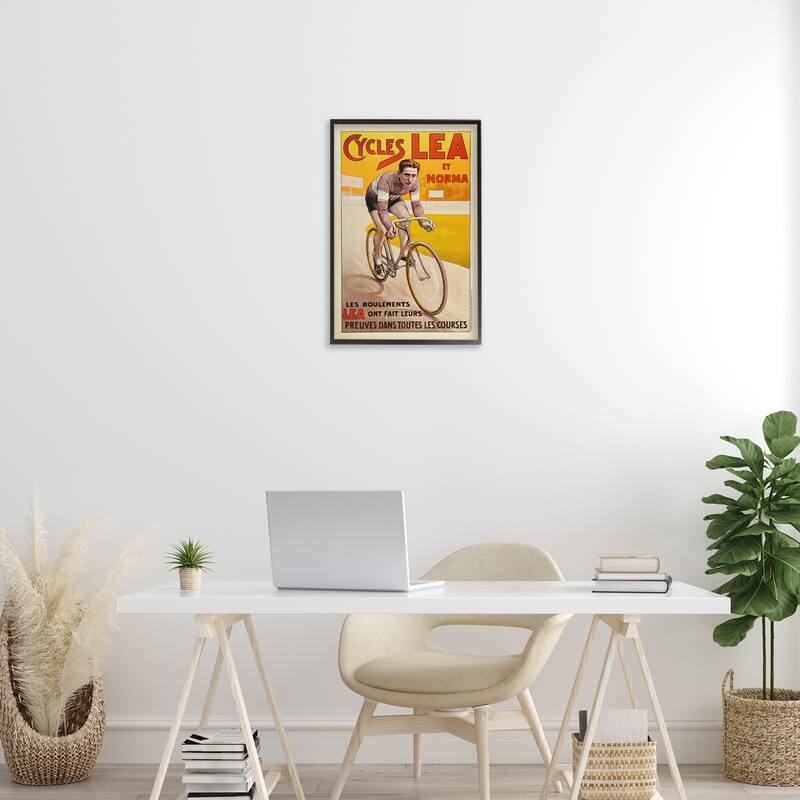 Stupell Yellow Antique Cycling Poster Framed Giclee Art Design By Marcus Jules