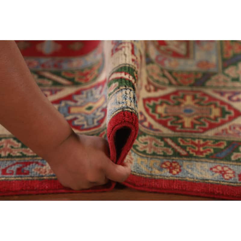 Red Kazak Area Rug Handmade Oriental Wool Carpet - 8'1"x 9'9"