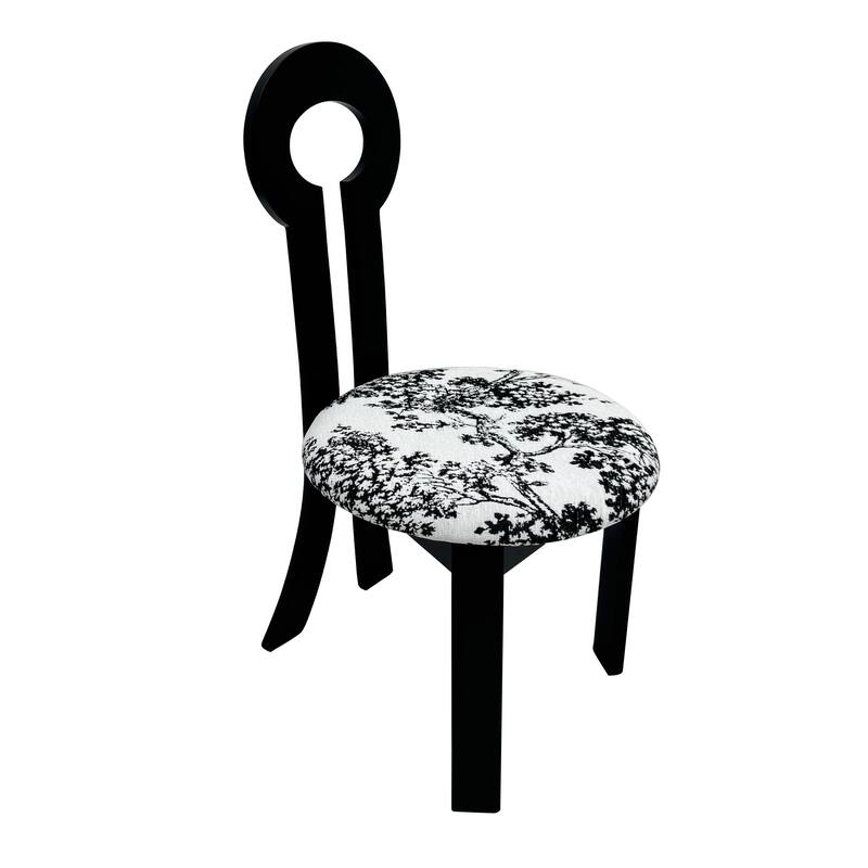 Dining Chairs Set of 2, Key-design Home Chairs, Velvet Upholstered Solid Wooden Dining Chairs with White Round Cushion