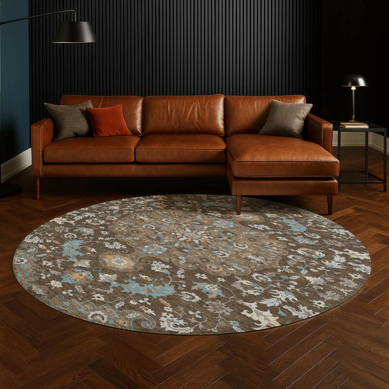 Machine Washable Indoor/ Outdoor Traditional Indore Chantille Rug