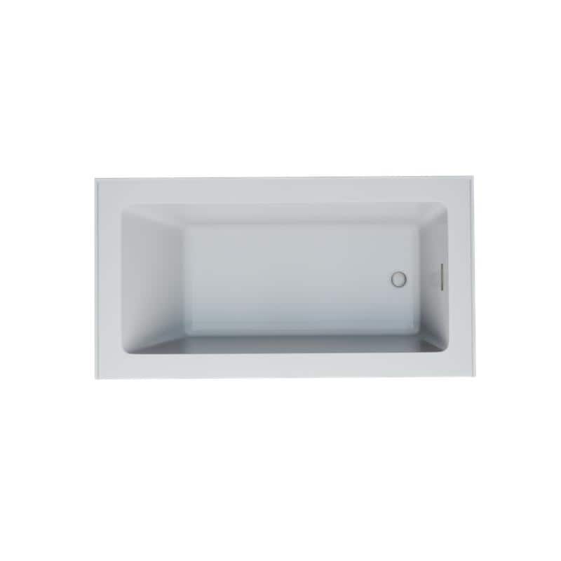 Provenza White Alcove Bathtub with Right Drain and Brushed Nickel Hardware - 60 in L x 32 in W