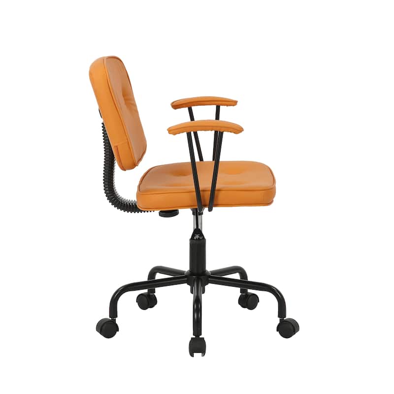 Porthos Home Dario Swivel Office Chair, PU Leather, Roller Metal Base