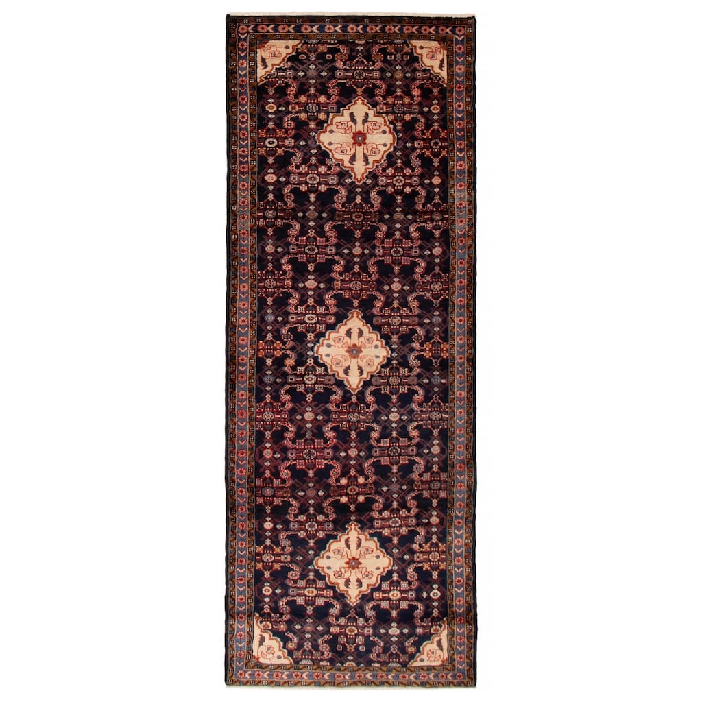 ECARPETGALLERY Hand-knotted Anadol Navy Wool Rug - 3'7 x 9'8