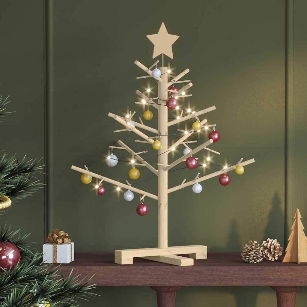 vidaXL Wooden Christmas Tree with Stand Natural/Brown Solid pine wood