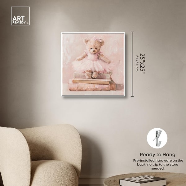 dimension image slide 13 of 24, Ballerina Teddy Books Canvas Kids Art Prints by Art Remedy