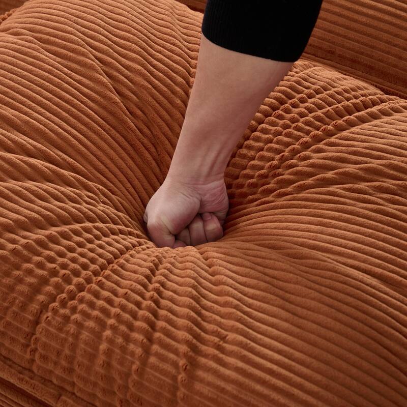 102.95" L-Shaped Corduroy Sectional Sofa with Movable Ottoman