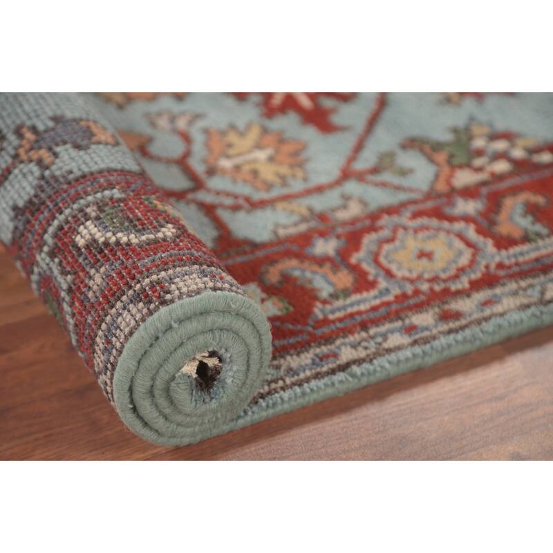 Light Blue Oushak Oriental Foyer Rug Hand-Knotted Wool Carpet - 2'11" x 4'11"