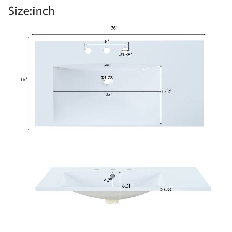 36 inch MDF Freestanding Bathroom Vanity Set in Green with Integrated Resin Sink