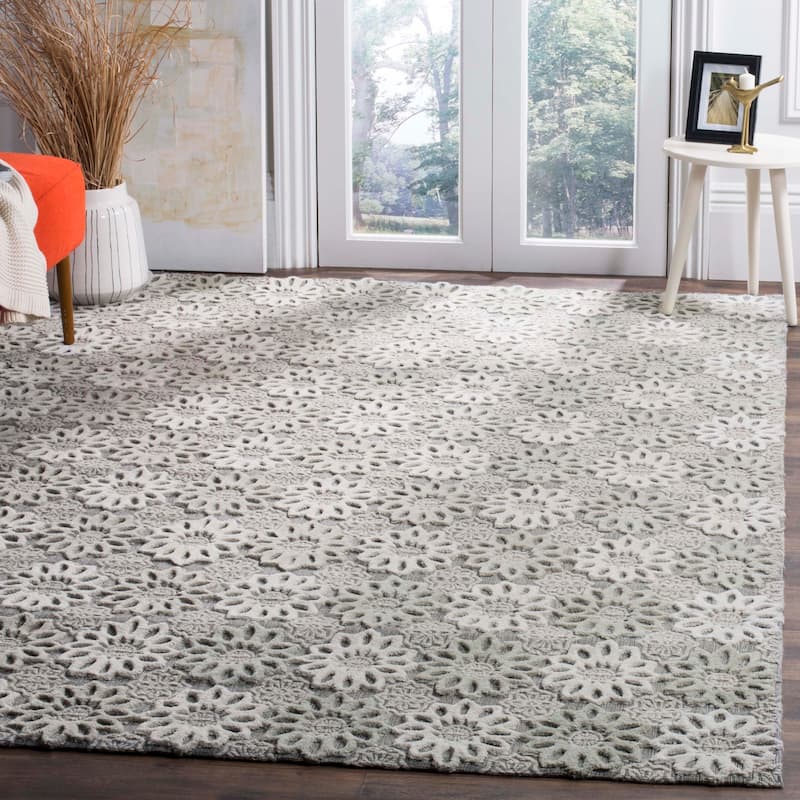 SAFAVIEH Handmade Manhattan Nuriye Modern Wool Rug - 4' x 6' - Grey/Ivory