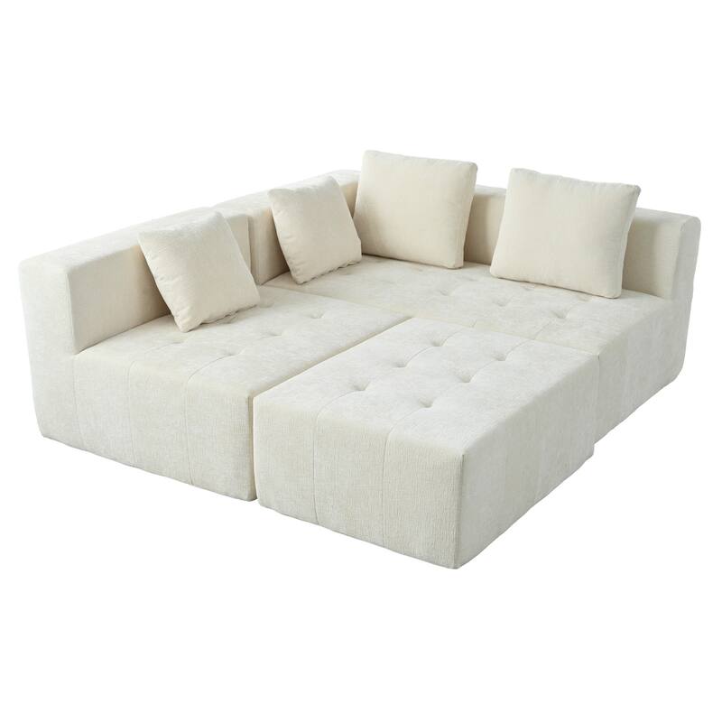 Modern 3-Piece U-StyleLarge Removable Modular Sofa with 4 Cushions