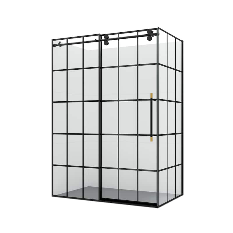Puente Rectangle Single Sliding Framed Shower Enclosure - 56" W x 78" H - Matte Black