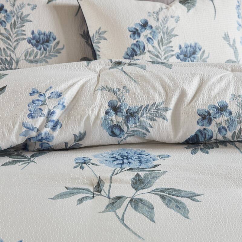 GDF Studio - Zennia 7 Piece Printed Seersucker Comforter Set with Throw Blanket