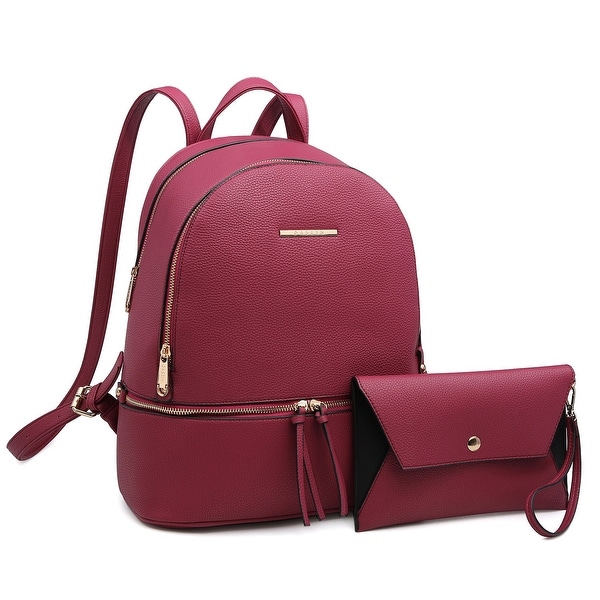 Red DASEIN Vegan Leather Medium Backpack Purse Leather Dayback for Women