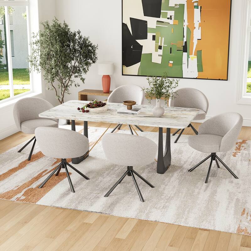 Set of 2 Swivel Upholstered Dining Chairs