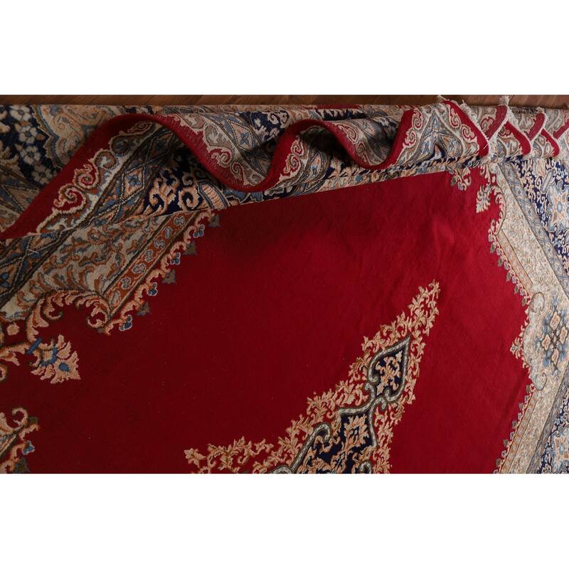 Hand Knotted Oriental 100% Wool Carpet Traditional Floral Red Kerman Area Rug - 15' 8'' X 11' 7''