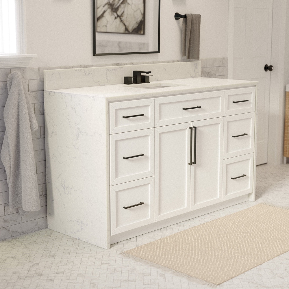 KitchenBathCollection Palisade 60" Single Waterfall Vanity with Engineered Marble Top