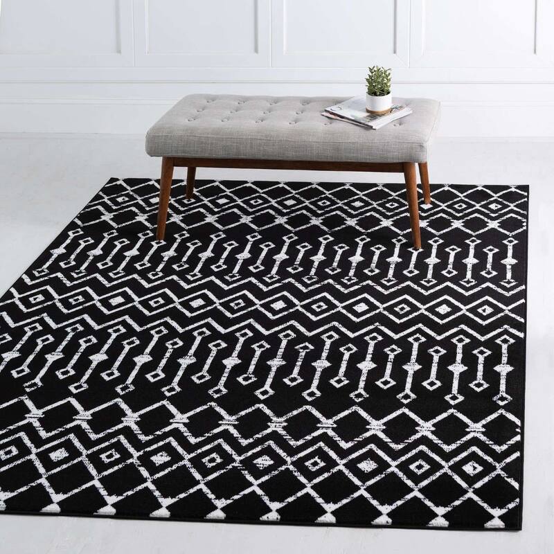 Contemporary Zala Collection Area Rug - 8' Square - Black