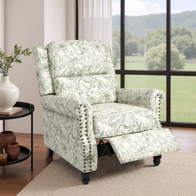 Nail-head Padded Seat Pushback Recliner Chair