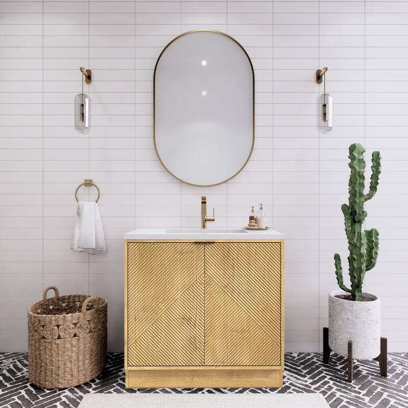 Milano 36" Freestanding Bathroom Vanity with White Acrylic Sink