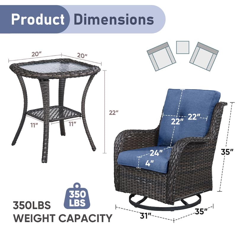 Pocassy Outdoor 4 Inch Swivel Chairs Glider Chairs