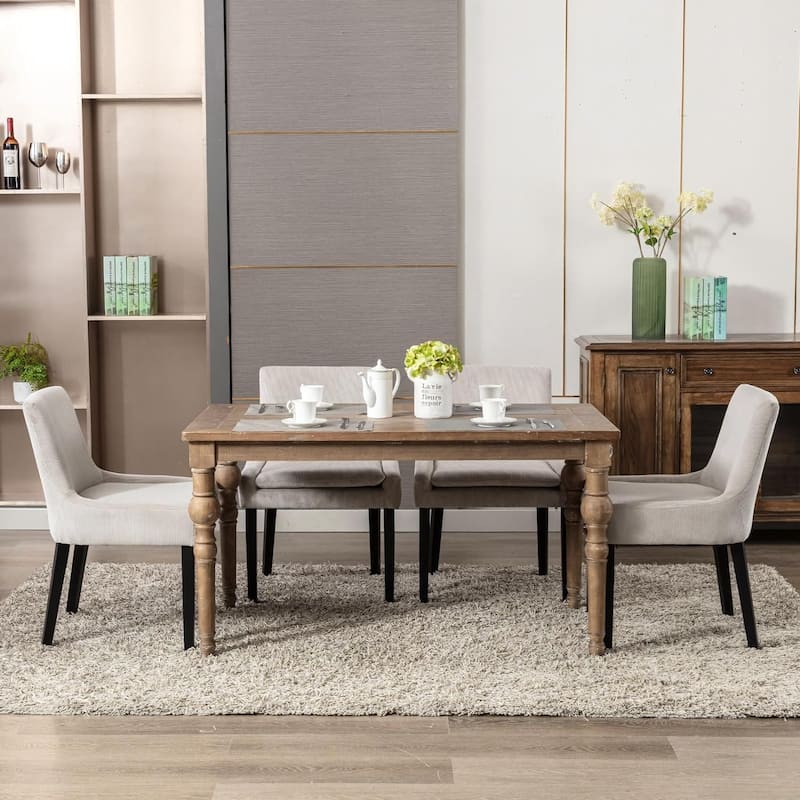 Upholstered Corduroy Accent Side Leisure Chairs with Soild Wood Legs