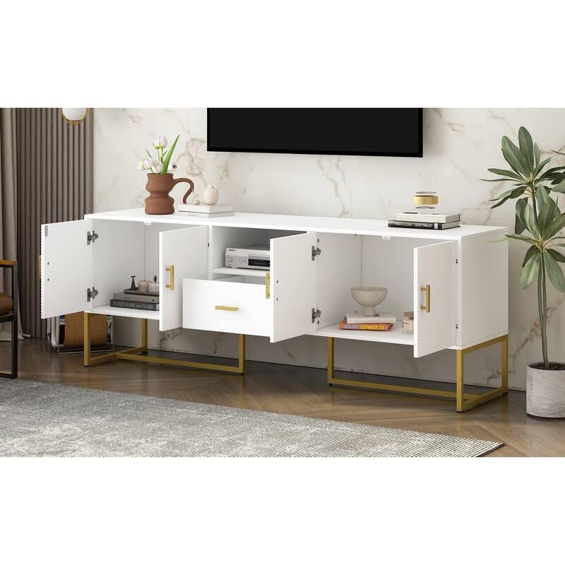 68.9" TV Stand with Dual Storage Cabinets and Cable Management