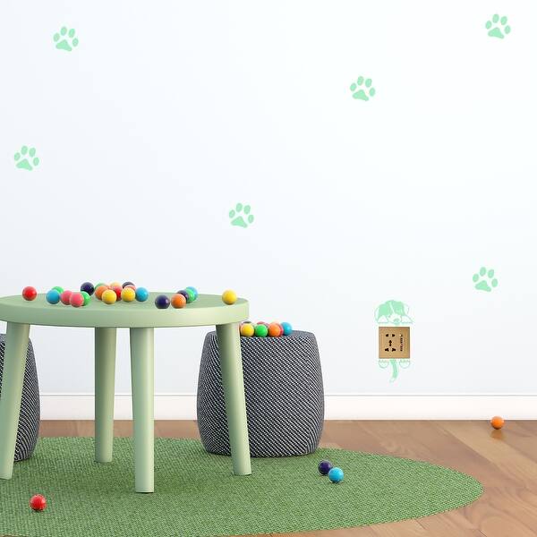 dimension image slide 1 of 3, Walplus Peel and Stick Wall Sticker Glow In The Dark Dog Paw Print
