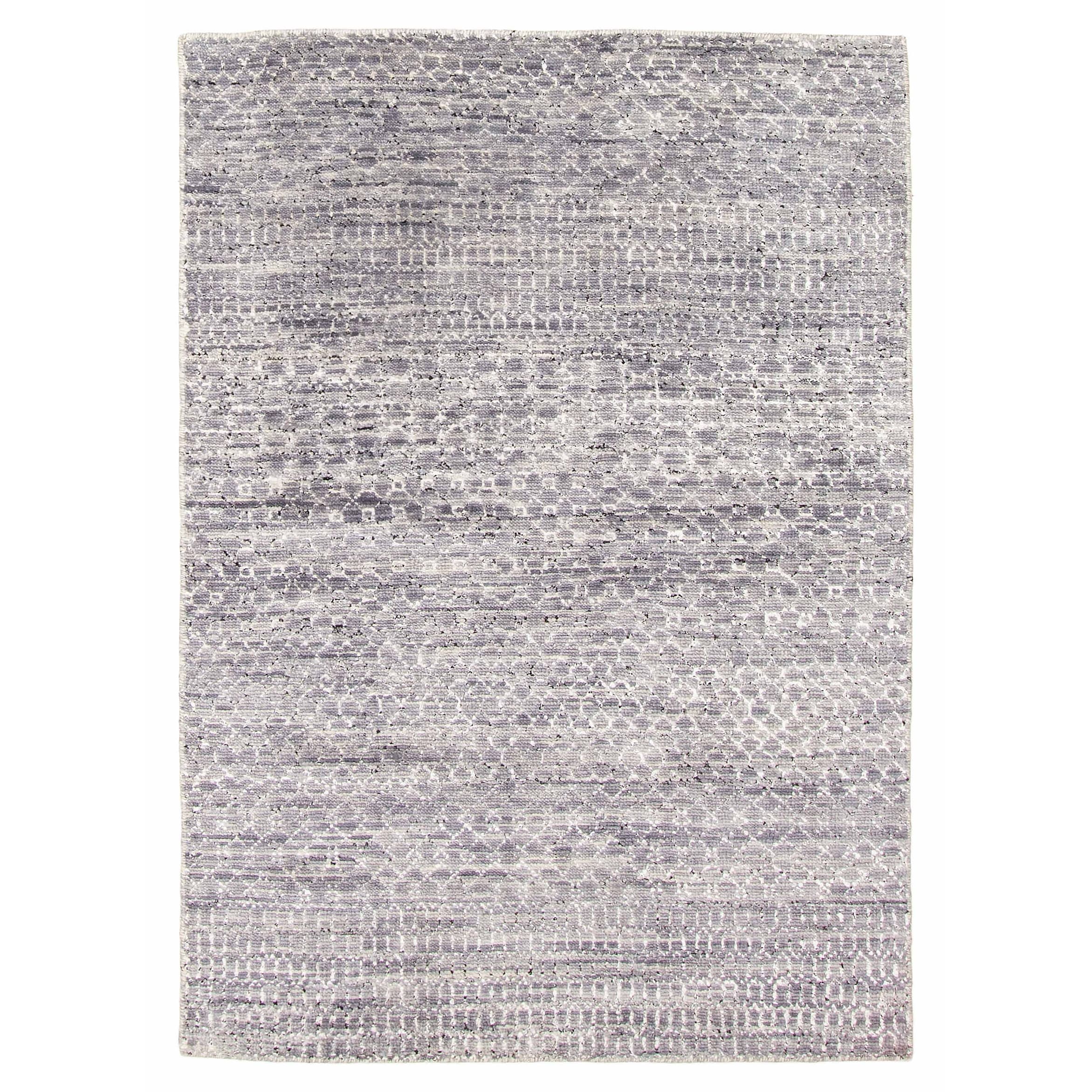 ECARPETGALLERY Hand-knotted Silk Shadow Dark Grey Viscose, Wool Rug - 4'0 x 5'11
