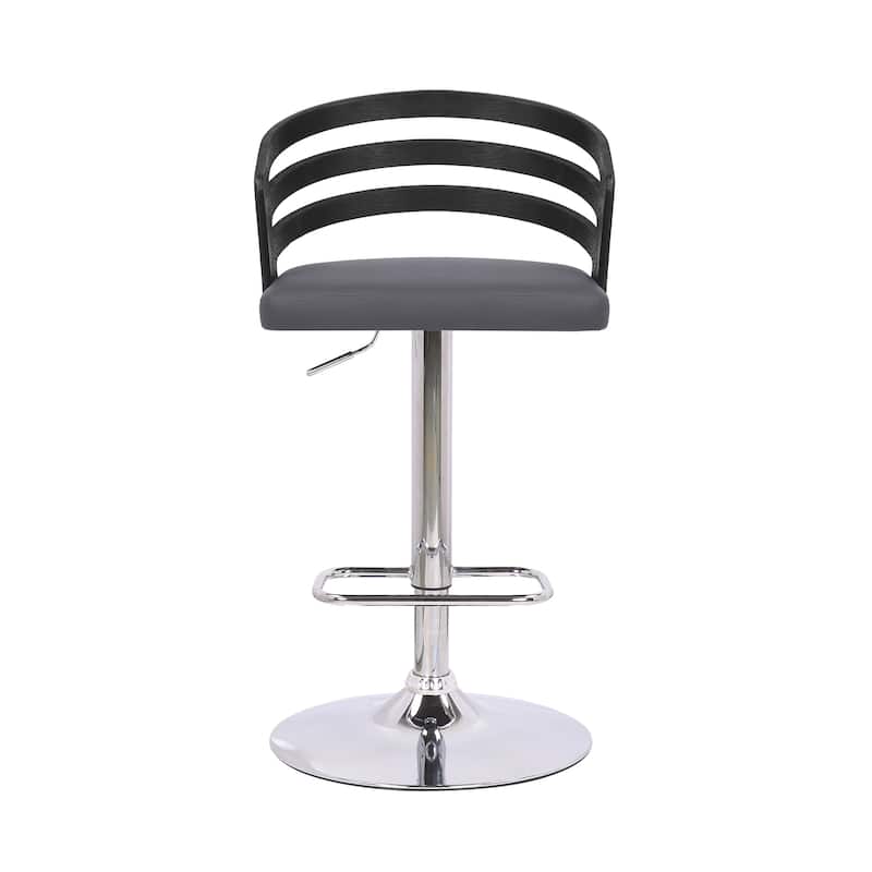 Adele Black or Walnut Wood Upholstered Adjustable Height Bar Stool
