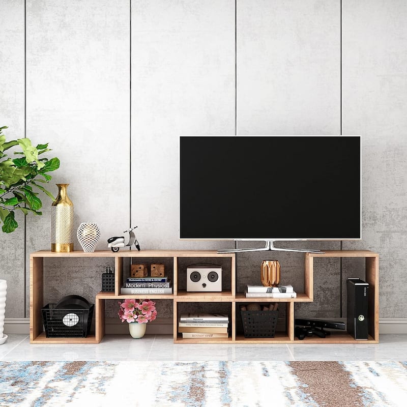 Grondin 2-Piece L Shaped TV Stand, Multi-Functional Free Combination Media Console Bookshelf for Living Room Bedroom