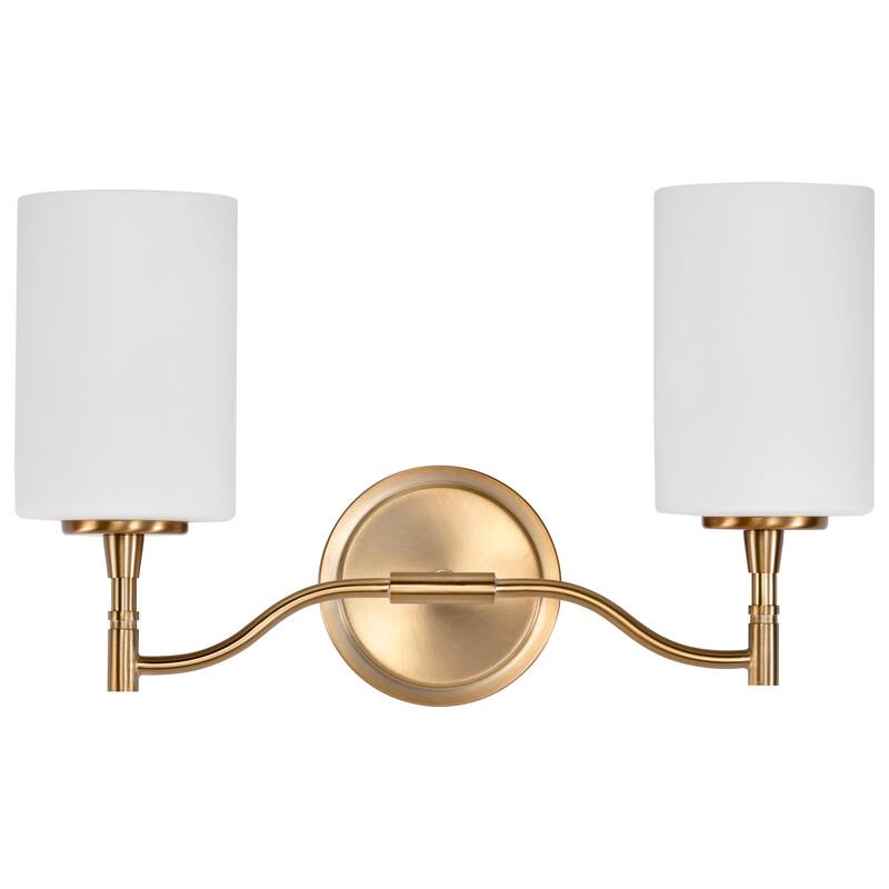 Liam 2 Light Vanity Burnished Brass White Opal Glass - Burnished Brass