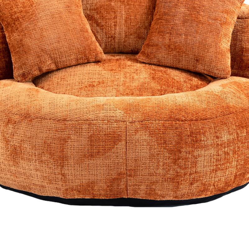 Chenille High Back Lazy Sofa with 3 Pillows and Oversized Bean Bag Chair