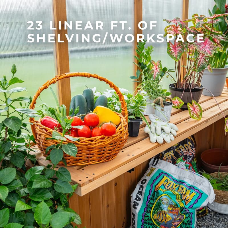 Backyard Discovery Zalie 11' x 7' Cedar Wood Greenhouse Kit, PowerPort - 11'5" x 7'2"