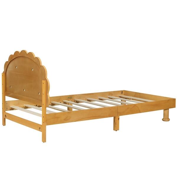 slide 2 of 10, Twin Size Cookie-Shaped Bed Frame for Kids Durable Wooden Platform for Boys and Girls Walnut