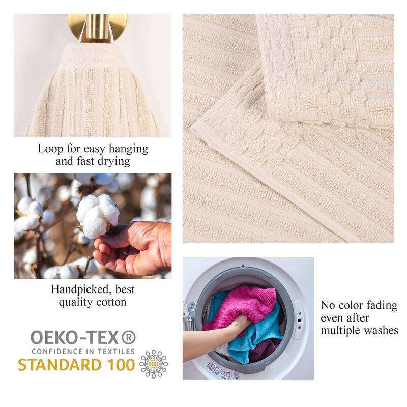 Superior Soho Ribbed Cotton Hand Towel Set of 4