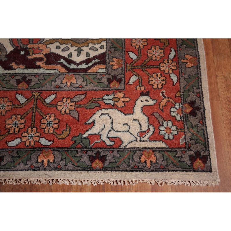 Animal Pictorial Ziegler Indian Large Area Rug Handmade Wool Carpet - 10'0"x 13'10"