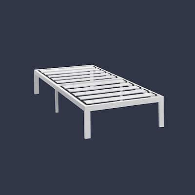 White Steel Heavy Duty Twin Size Platform Bed Frame