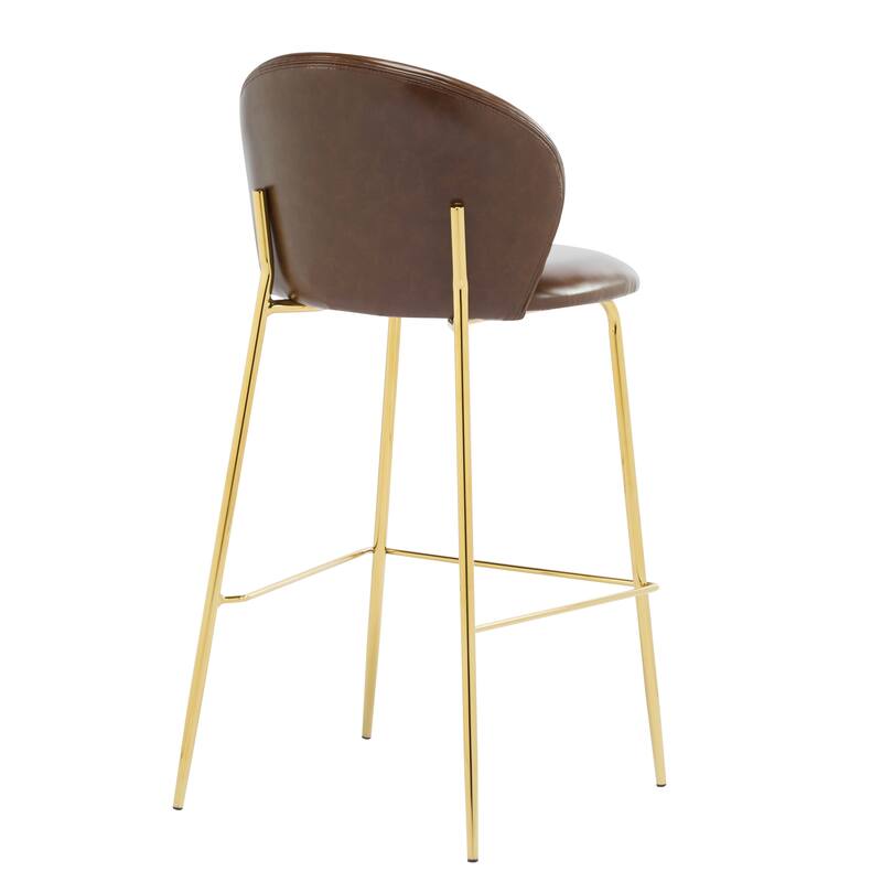 Faux Leather Upholstered Bar Stool Set of 2, Counter Height Bar Stools, Breakfast Stools with Backrest & Metal Frame