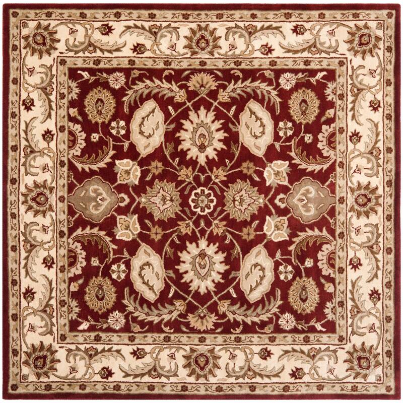 SAFAVIEH Handmade Royalty Soraya Ivory Wool Rug - 7' Square - Red/Ivory