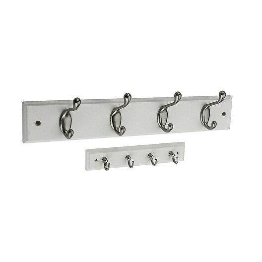 White Wood Nickel Finish Wall Mounted Coat Hook Key Rack Set White Wood Nickel Finish Wall Mounted Coat Hook Key Rack Set Free Shipping On Orders Over 45 16941140