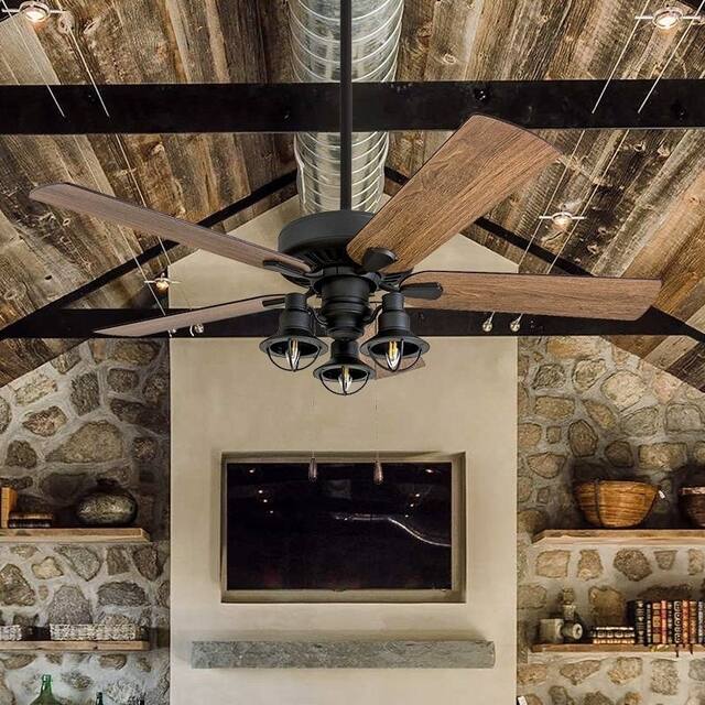 The Gray Barn Stormy Grain Aged Bronze 52-inch Farmhouse LED Ceiling Fan