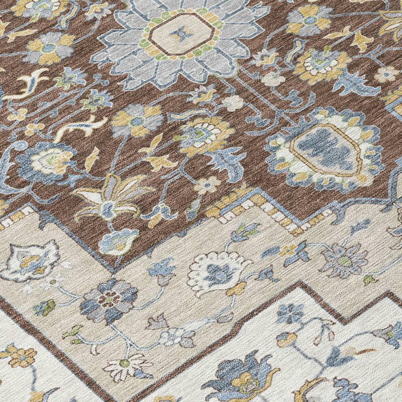 Machine Washable Indoor/ Outdoor Traditional Kolkata Chantille Rug