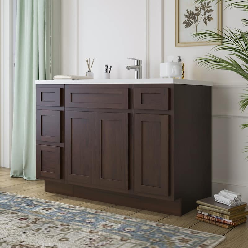 Vanity Art 48" Oak Freestanding Bathroom Vanity Cabinet without Top