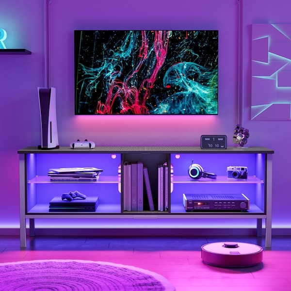 LED Entertainment Center with Shelves Gaming TV Stand for 70 inch TVs 62 inches On Sale Bed Bath Beyond 37063079