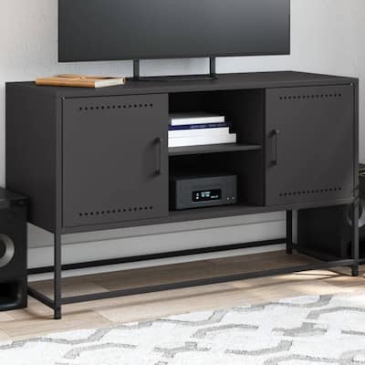 vidaXL TV Stand Entertainment Center Media Unit Living Room Furniture Steel - 15.4 x 39.6 x 23.8