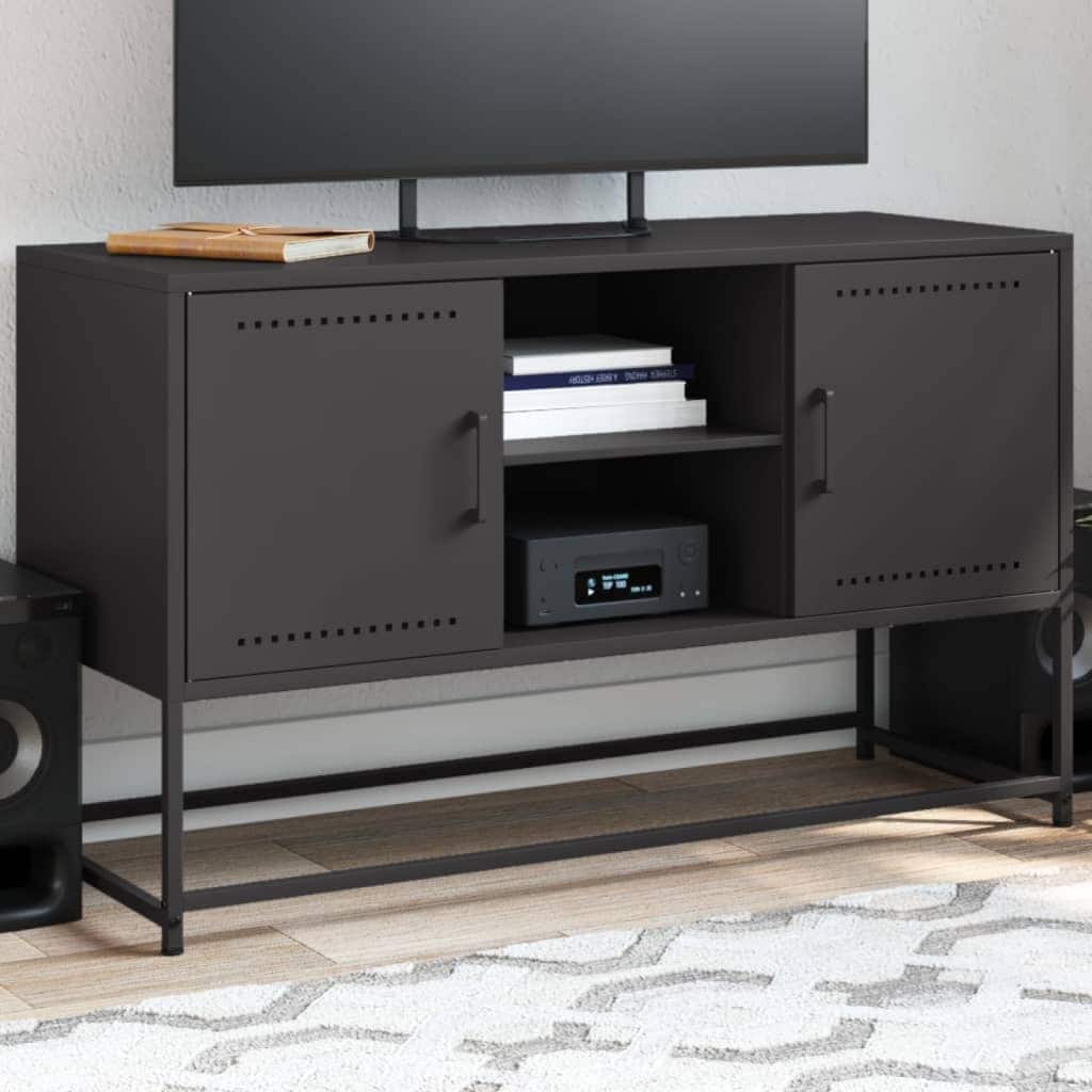 vidaXL TV Stand Entertainment Center Media Unit Living Room Furniture Steel - 15.4 x 39.6 x 23.8